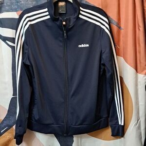 Adidas Men's Navy Windbreaker with White Accents XL